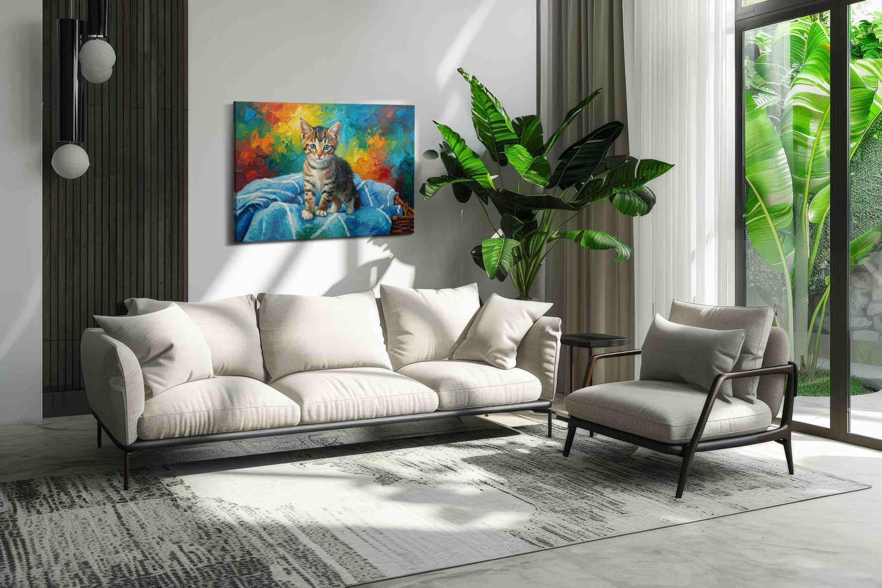 Vibrant Kitten Dreams cats canvas print, on wall, lifestyle preview