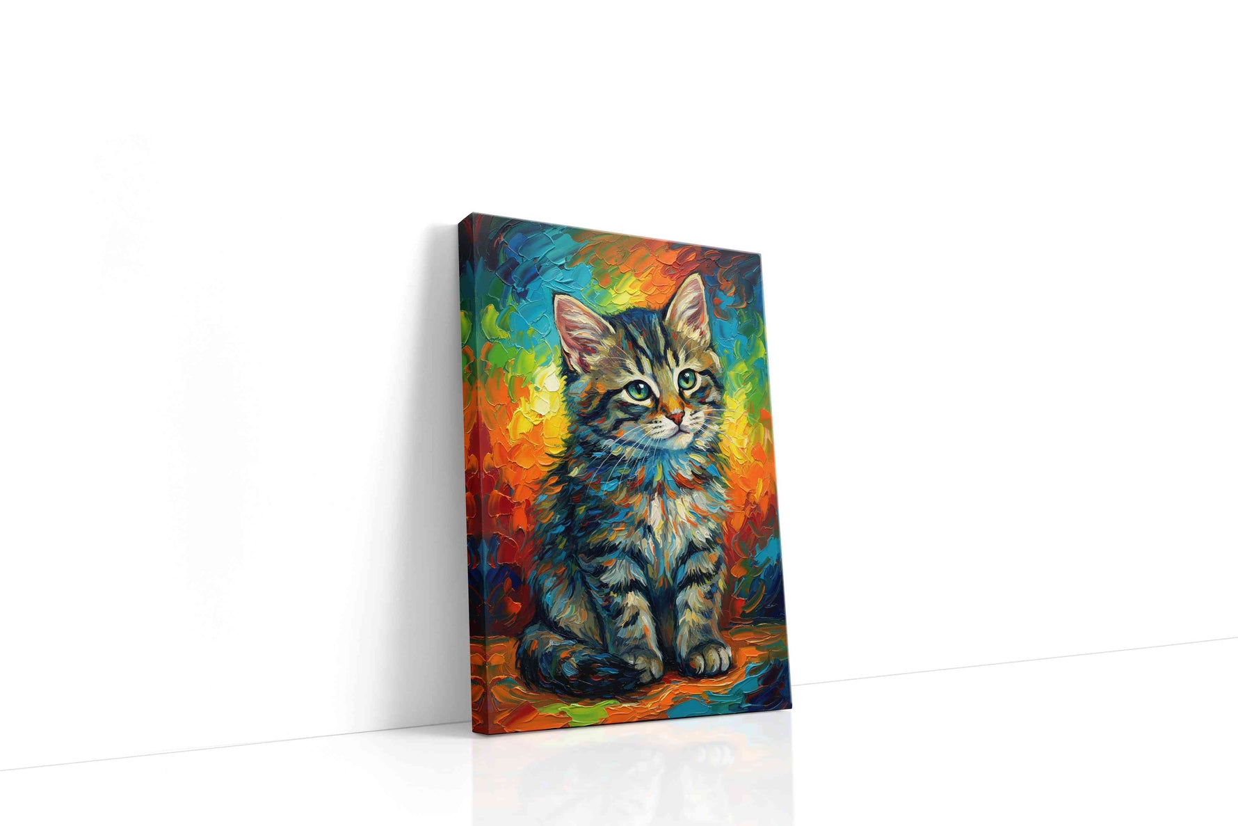 Vibrant Whiskers Symphony cats canvas print, gallery-wrapped, ready to hang