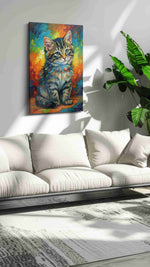 Vibrant Whiskers Symphony cats canvas print, on wall, lifestyle preview
