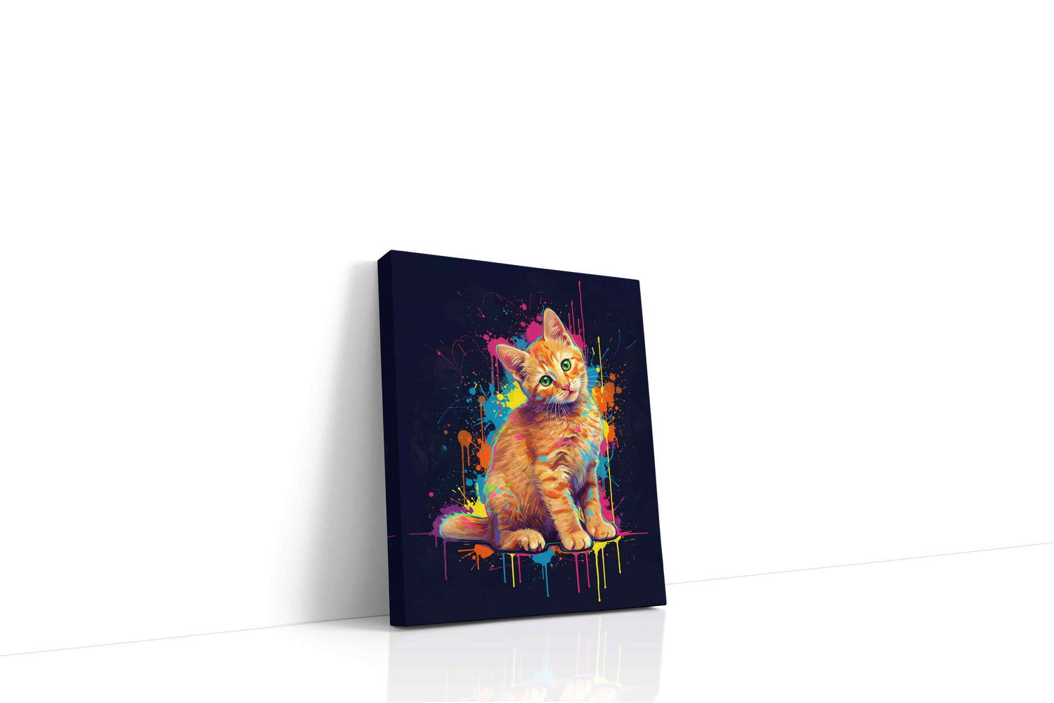 Vibrant Whiskers The Neon Kitten cats canvas print, gallery-wrapped, ready to hang