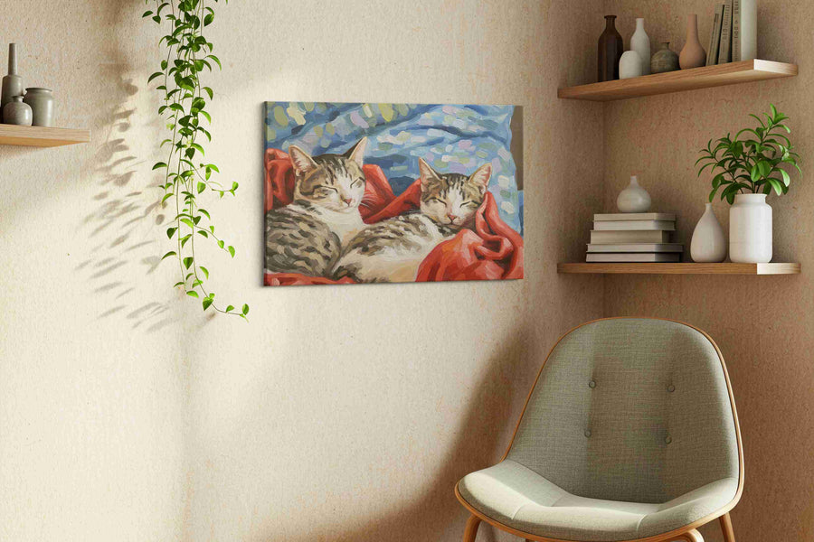 Whiskered Dreamscape dogs canvas print in a living room scene