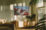 Whiskered Dreamscape dogs canvas print, on wall, lifestyle preview