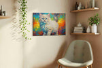 Whiskers Amidst the Rainbow cats canvas print, hanging on wall — view 2