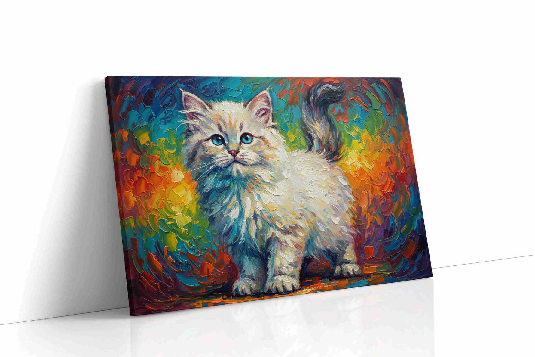 Whiskers Amidst the Rainbow cats canvas print gallery-wrapped landscape canvas studio shot