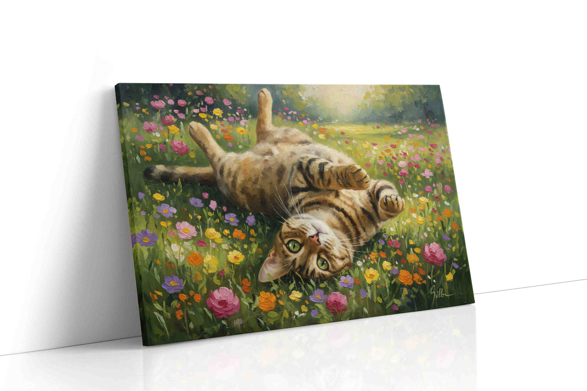Whiskers in Bloom cats canvas print, gallery-wrapped, ready to hang