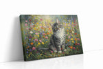 Whiskers in Wildflowers cats canvas print gallery-wrapped landscape canvas studio shot