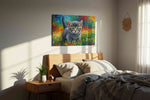 Whiskers in Wonderland cats canvas print, displayed in a bedroom