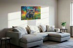Whiskers in Wonderland cats canvas print, displayed in a living room