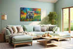 Whiskers in Wonderland cats canvas print, hanging on wall