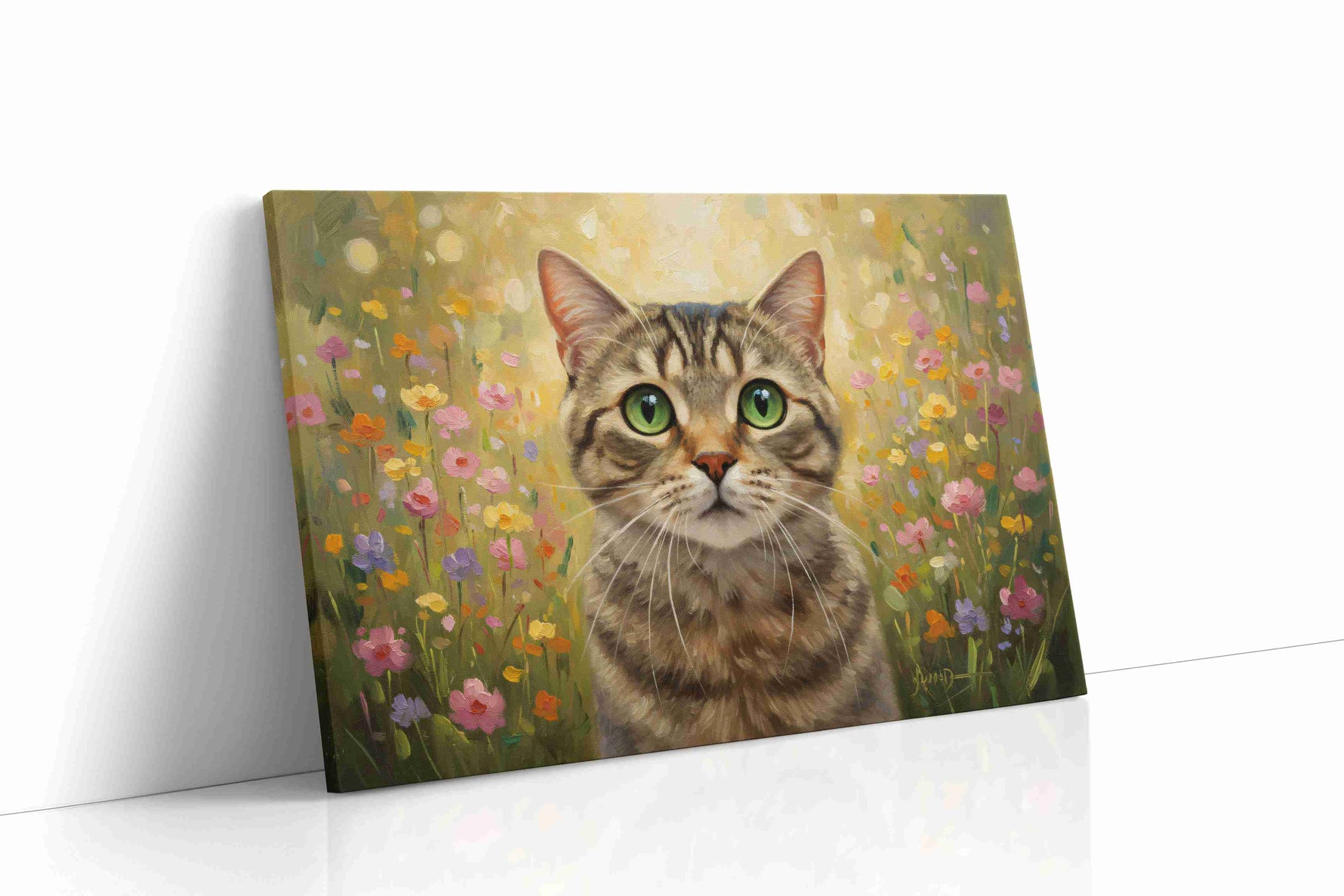 Whiskers in a Wildflower Dream cats canvas print gallery-wrapped landscape canvas studio shot