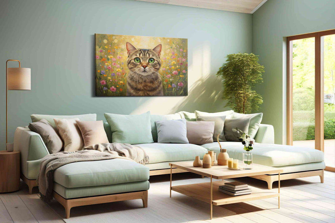 Whiskers in a Wildflower Dream – cats canvas wall art, gallery-wrapped, ready to hang