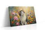 Whiskers in the Wildflowers cats canvas print, gallery-wrapped, ready to hang