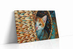 Whiskers in the Woven Hideout cats canvas print gallery-wrapped landscape canvas studio shot