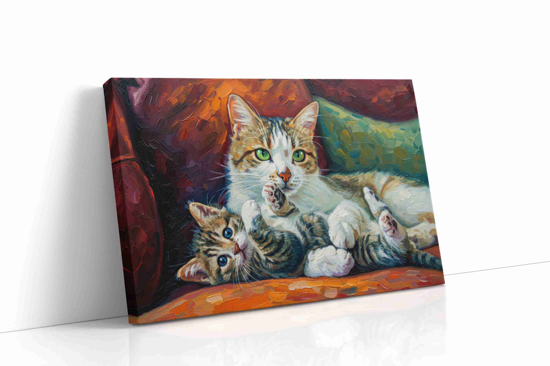 Whiskers of Warmth cats canvas print gallery-wrapped landscape canvas studio shot