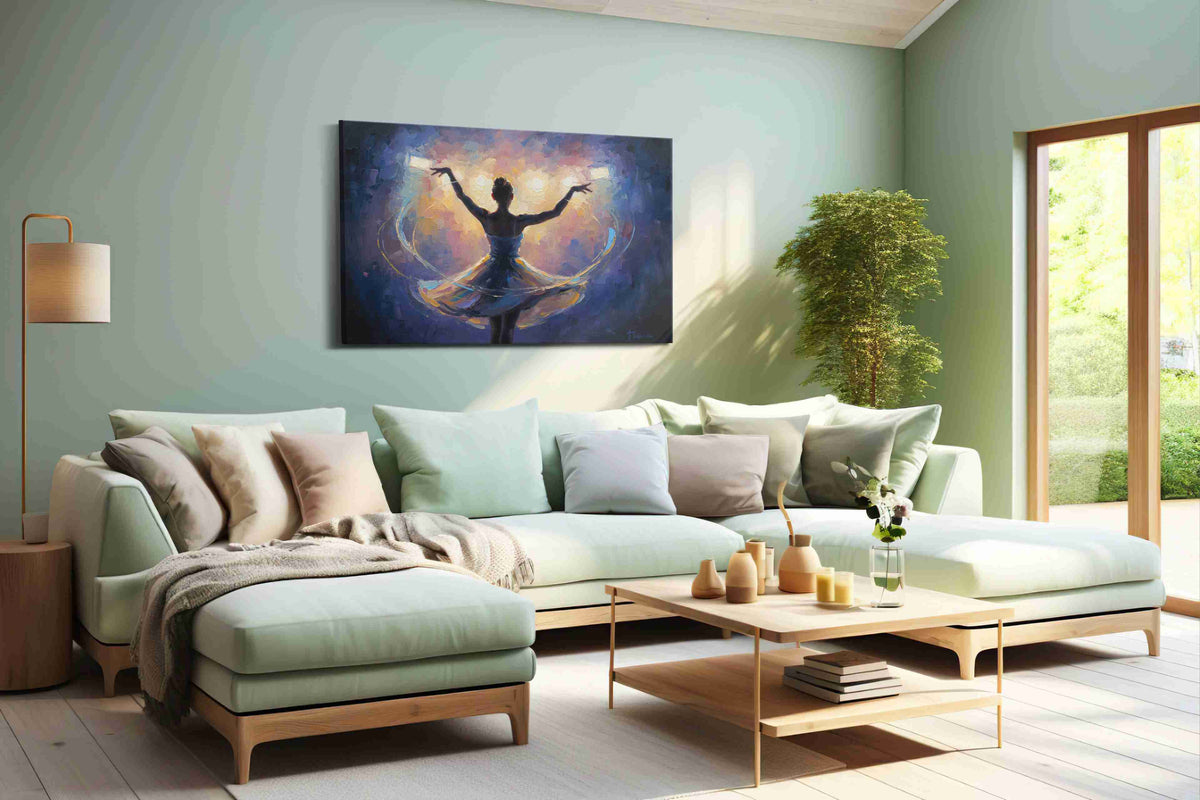 Dance of Luminescence dancing canvas print, hanging on wall