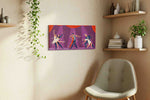 Dance of Whirling Elegance dancing canvas print styled in a living room