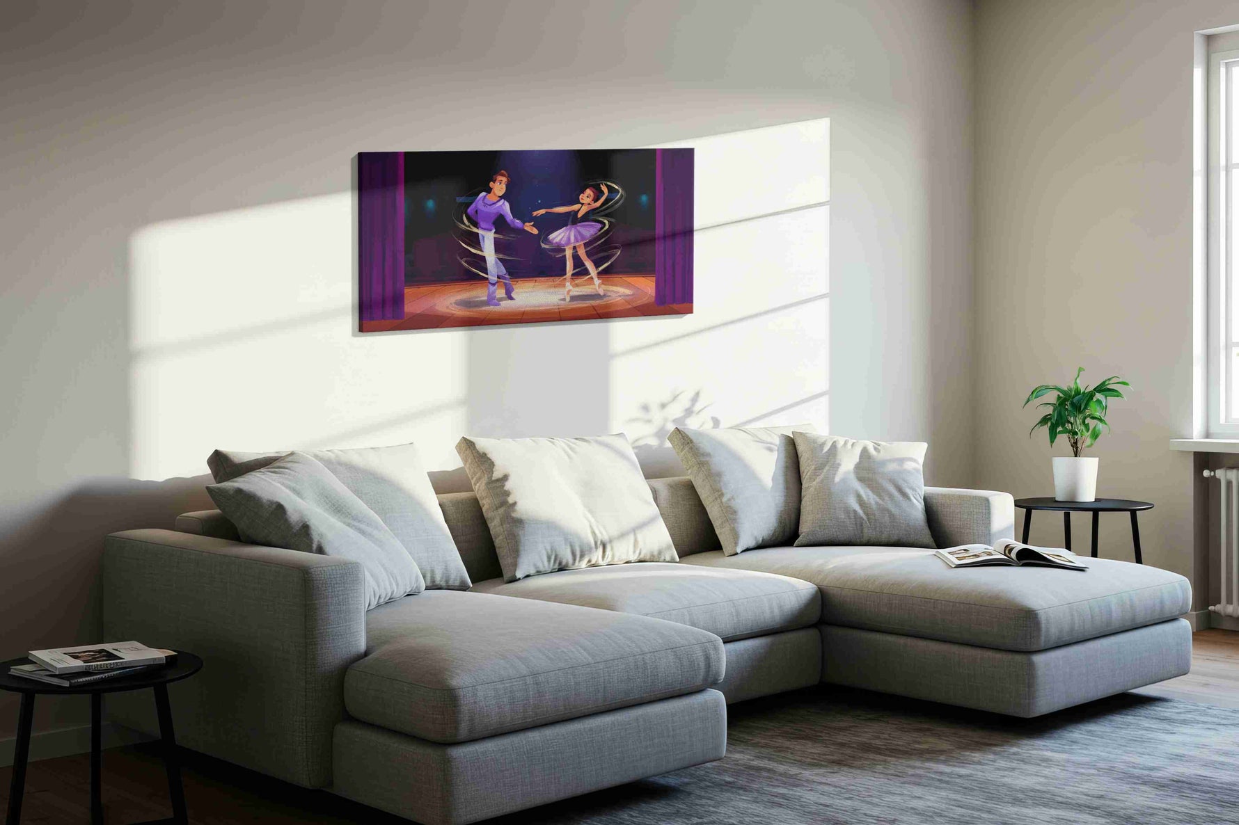 Enchanted Ballet Duet dancing canvas print in a living room scene