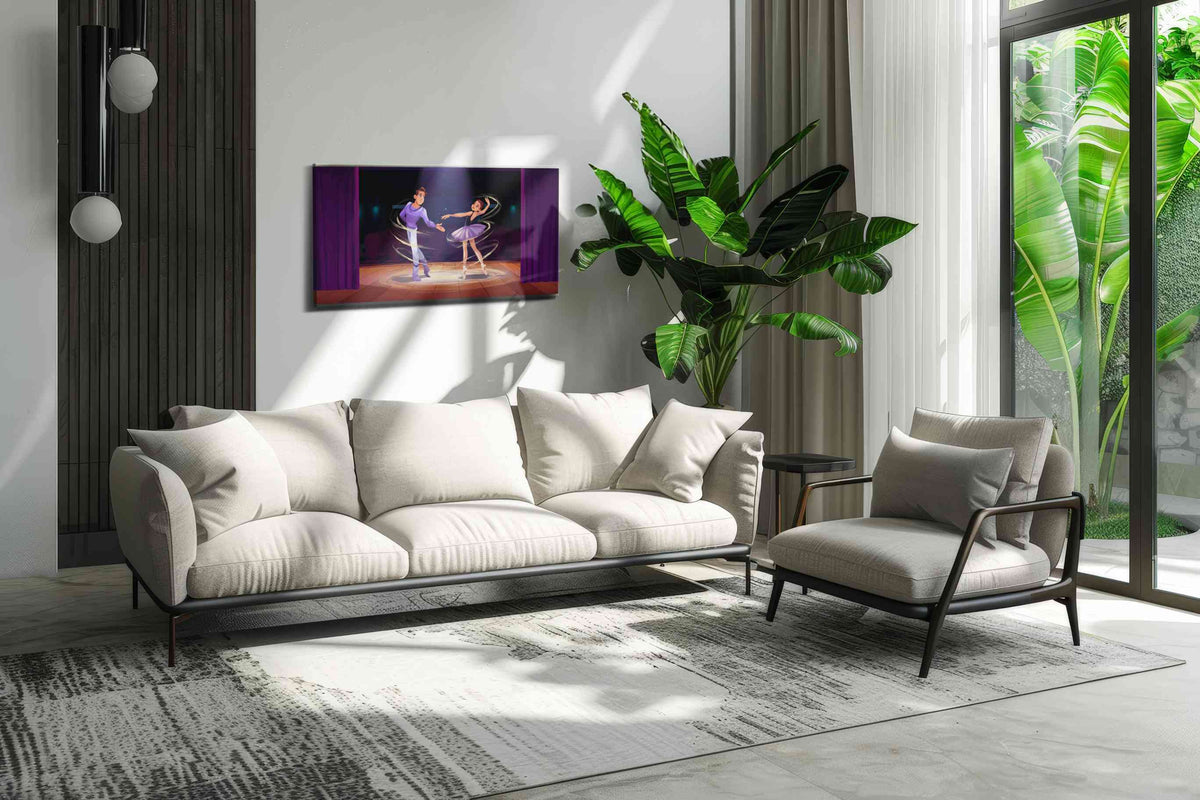 Enchanted Ballet Duet dancing canvas print, on wall, lifestyle preview