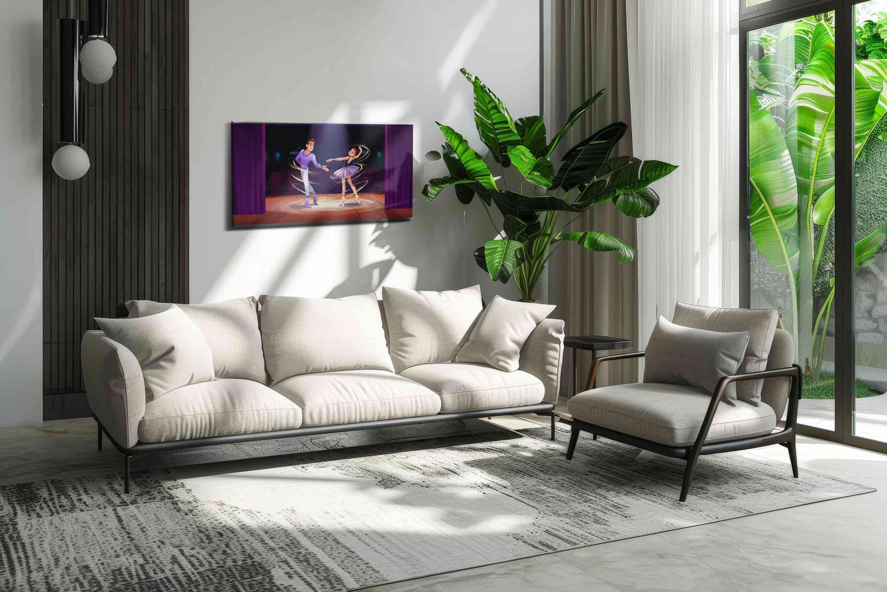 Enchanted Ballet Duet dancing canvas print, on wall, lifestyle preview
