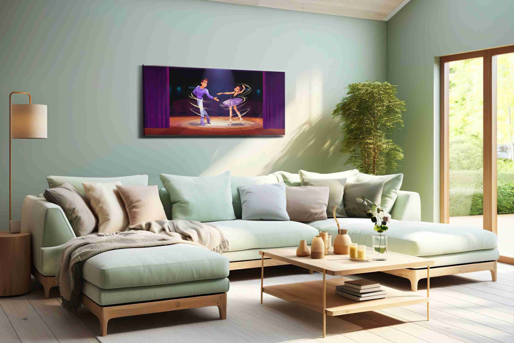 Enchanted Ballet Duet dancing canvas print, hanging on wall