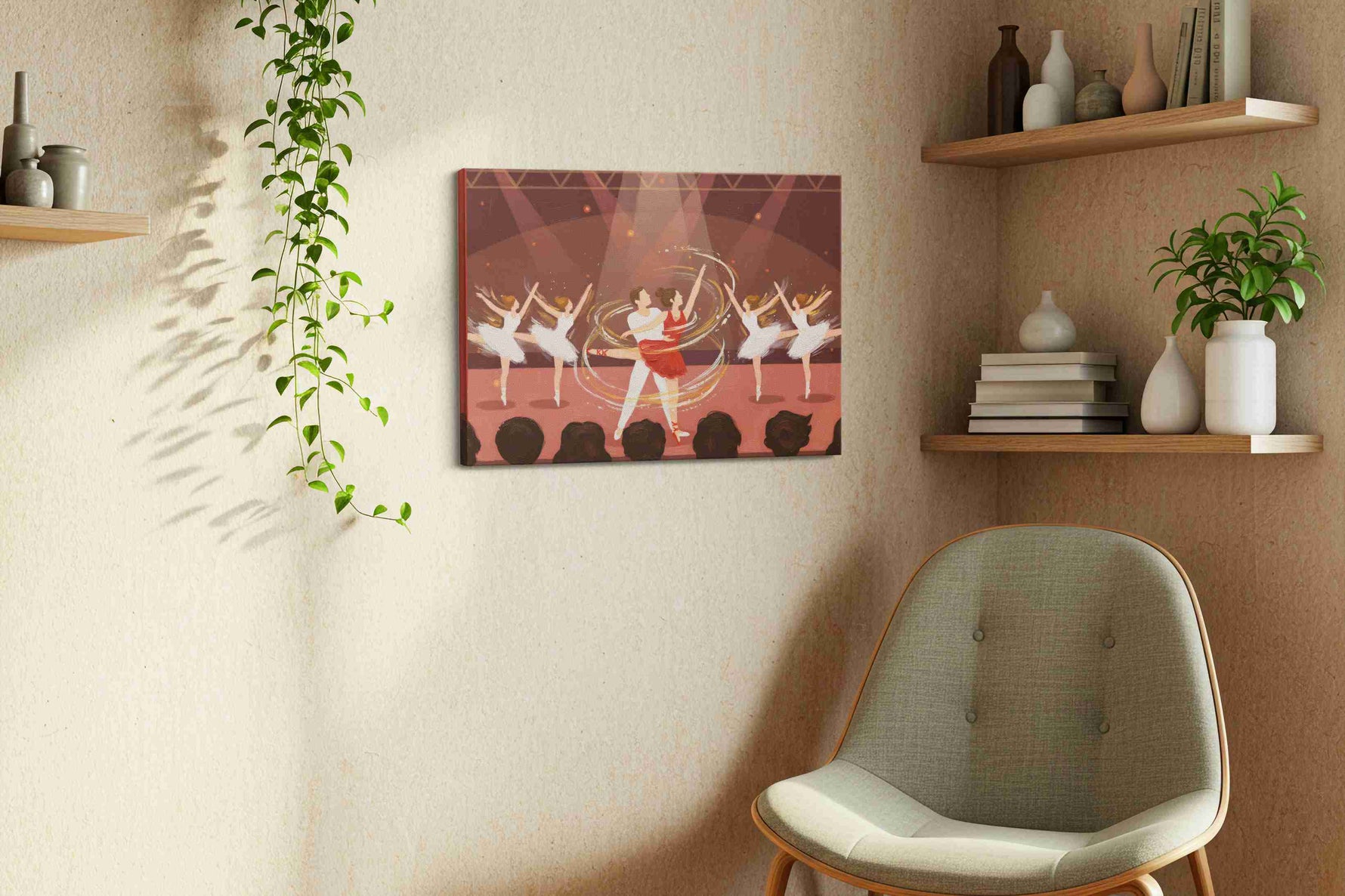 Enchanted Ballet Whirl – dancing canvas wall art, gallery-wrapped, ready to hang
