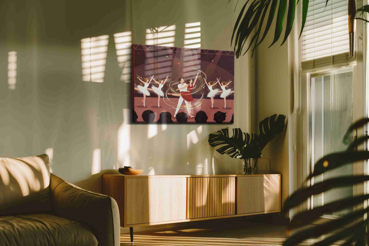 Enchanted Ballet Whirl dancing canvas print, on wall, lifestyle preview