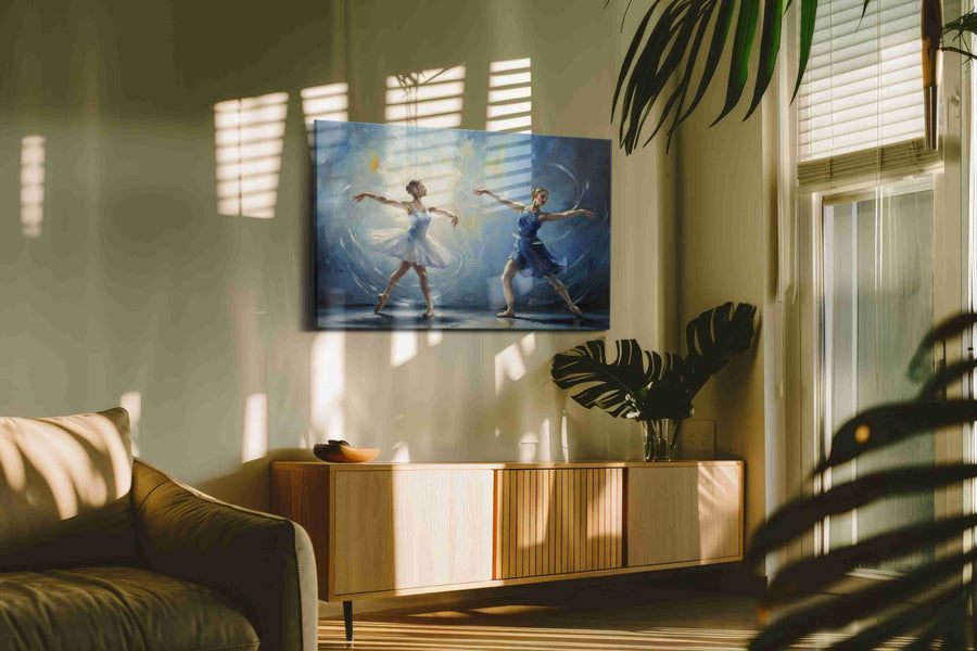 Ethereal Ballet Dreams dancing canvas print, on wall, lifestyle preview