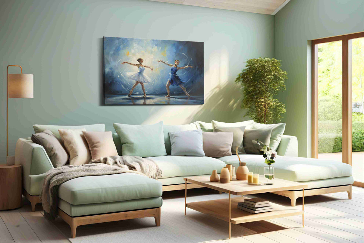 Ethereal Ballet Dreams dancing canvas print, hanging on wall