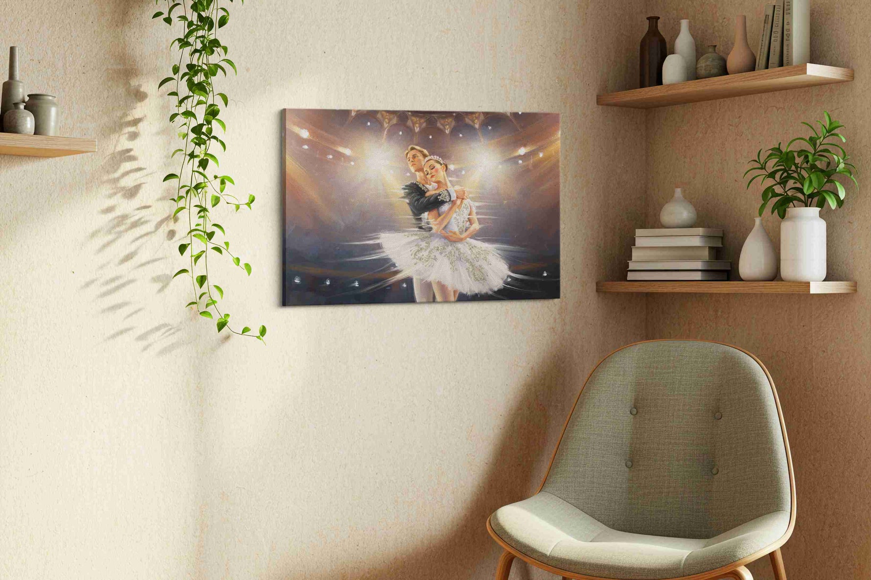 Ethereal Ballet Enchantment dancing canvas print, hanging on wall — view 3