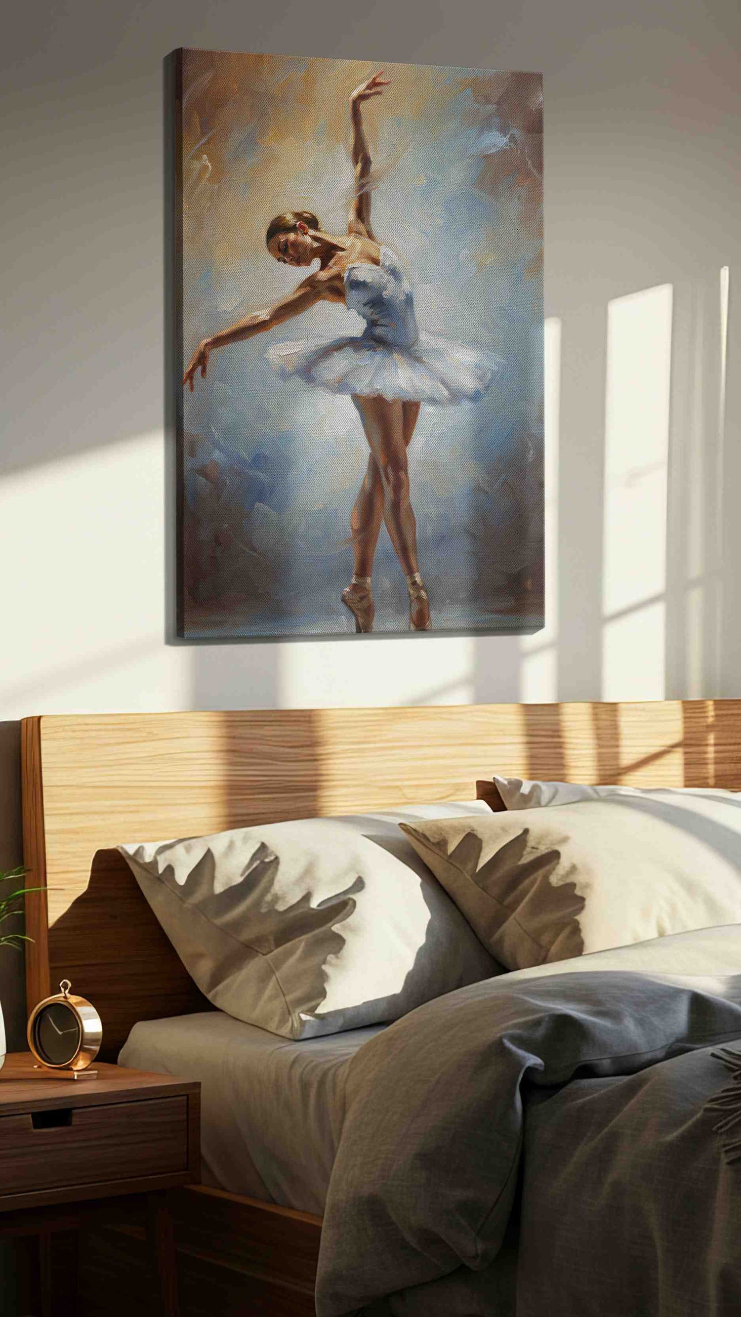 Ethereal Ballet Grace – dancing canvas wall art, gallery-wrapped, ready to hang