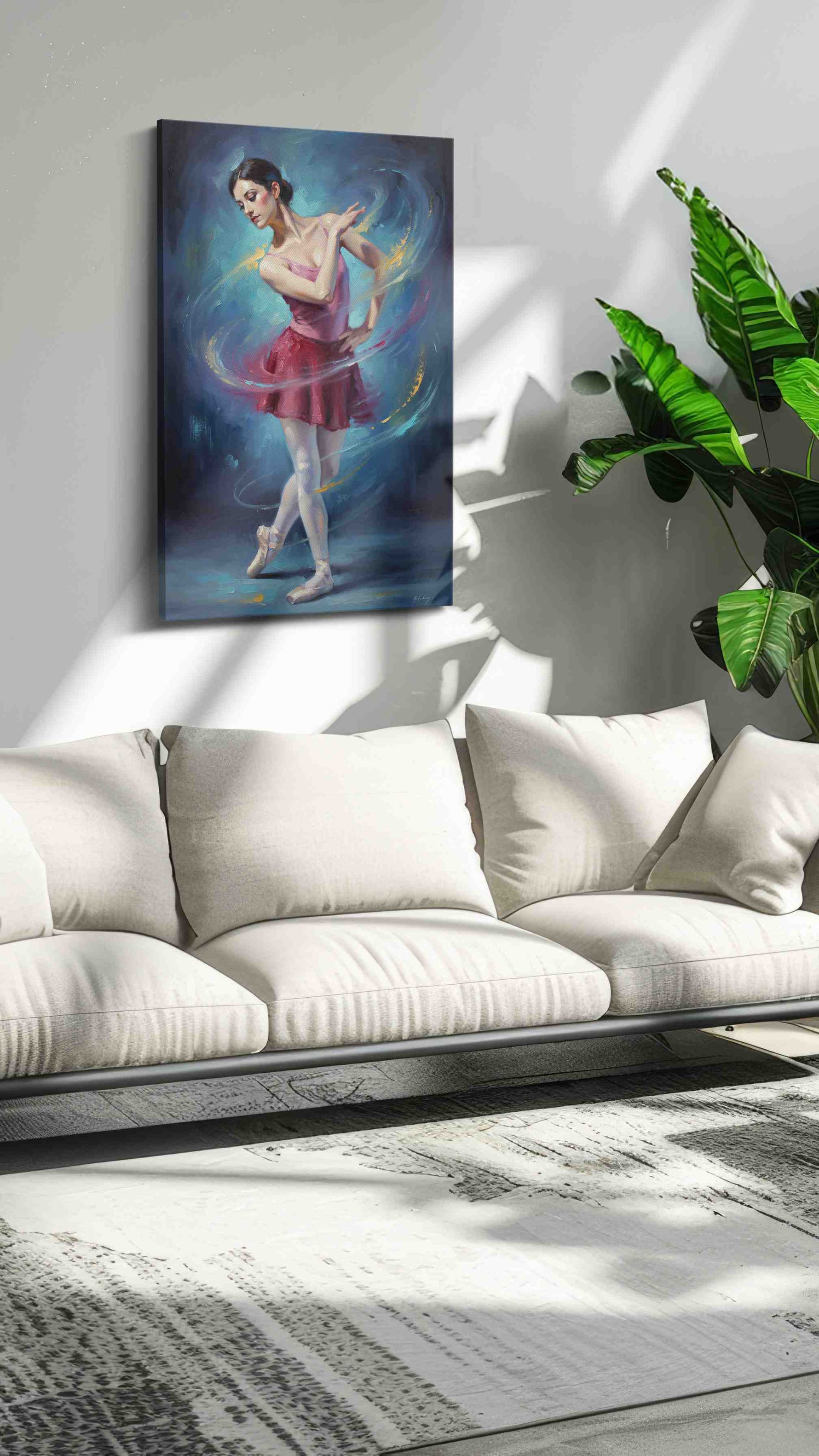 Ethereal Ballet Whirl dancing canvas print, on wall, lifestyle preview