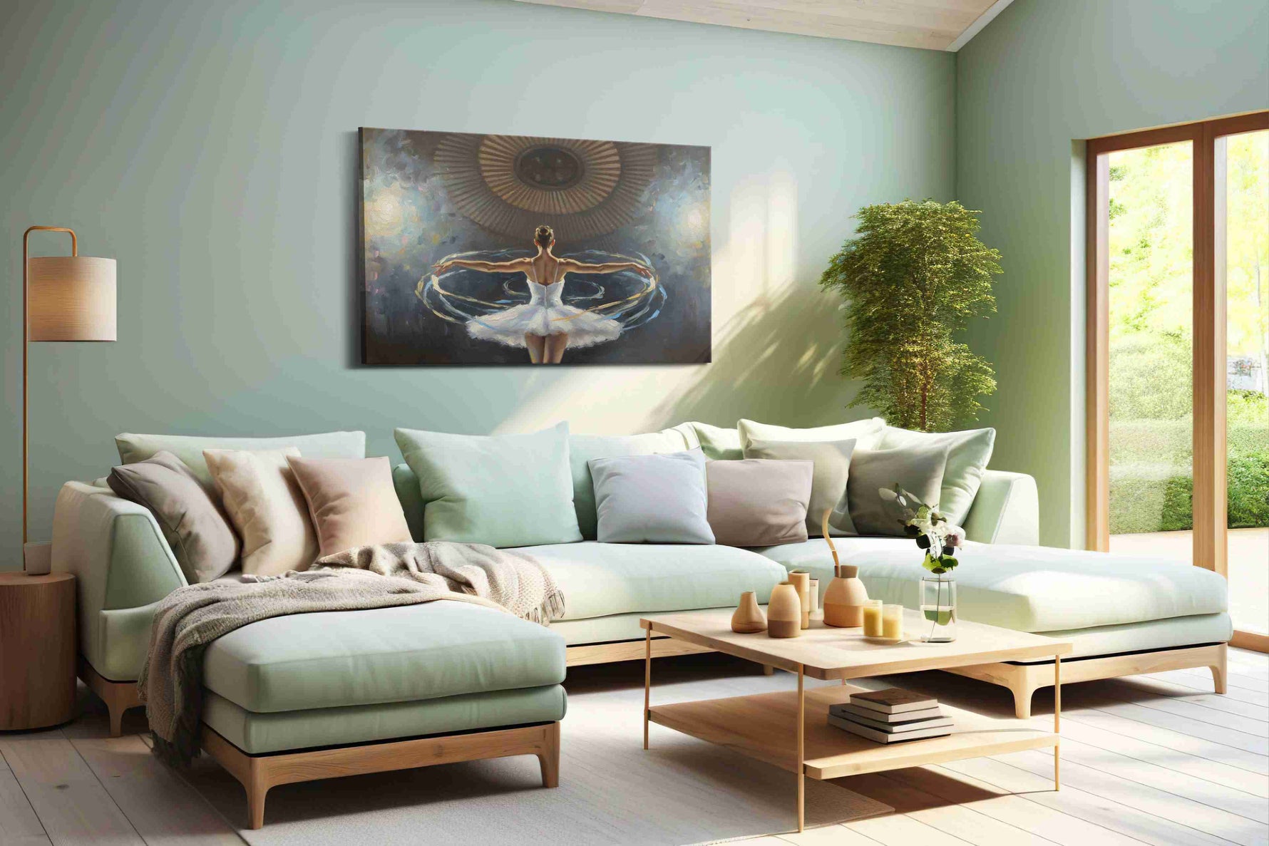 Ethereal Dance of Light dancing canvas print, hanging on wall