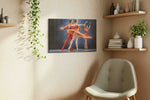 Ethereal Dance of Passion dancing canvas print, displayed in a living room