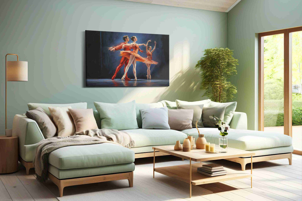 Ethereal Dance of Passion dancing canvas print, hanging on wall
