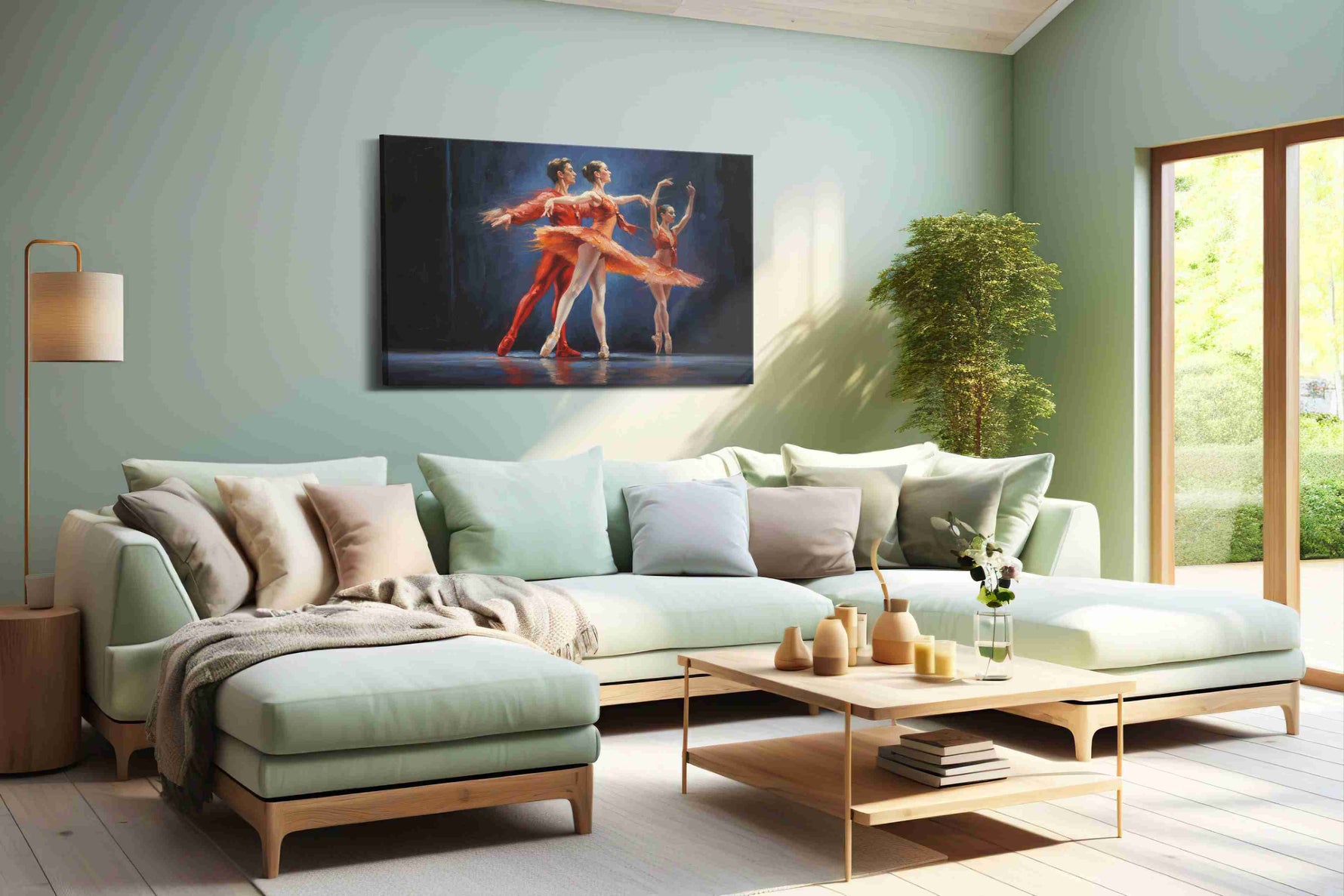 Ethereal Dance of Passion dancing canvas print, hanging on wall