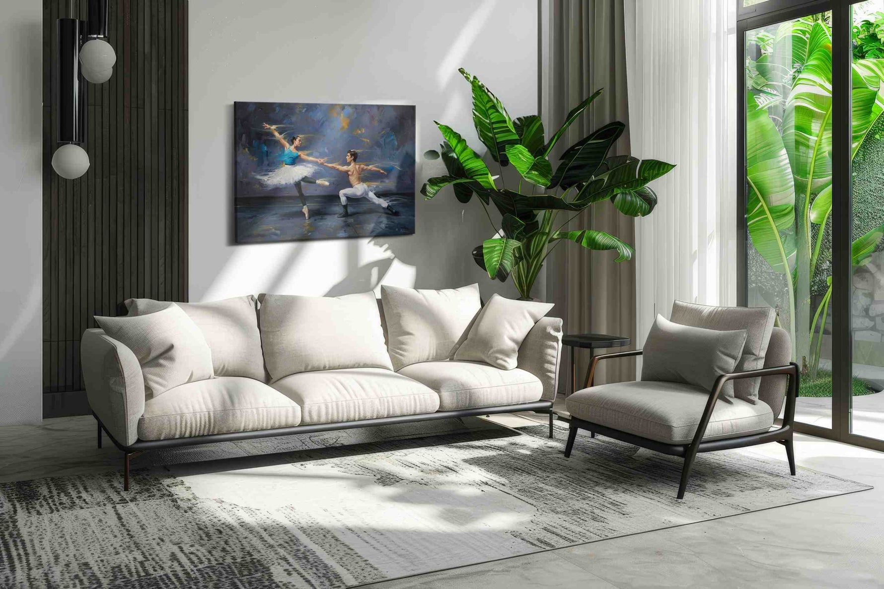Ethereal Dance of the Stars dancing canvas print in a hung canvas mockup