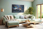Ethereal Dance of the Stars dancing canvas print shown in a wall scene