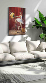 Ethereal Grace in Motion dancing canvas print in a hung canvas mockup