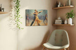 Golden Tango Elegance dancing canvas print styled in a living room