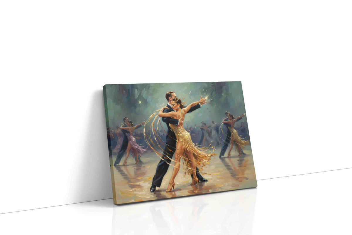 Golden Tango Elegance dancing canvas print gallery-wrapped landscape canvas studio shot