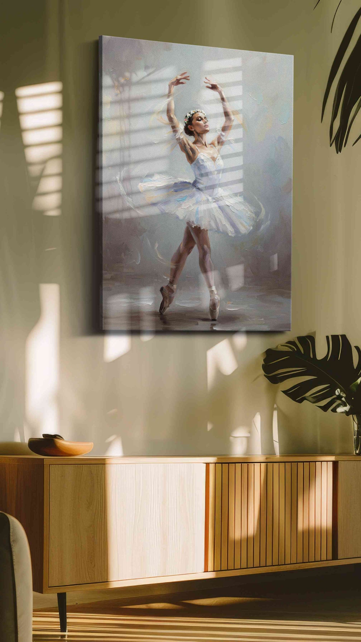 Graceful Ballet Reverie dancing canvas print, on wall, lifestyle preview