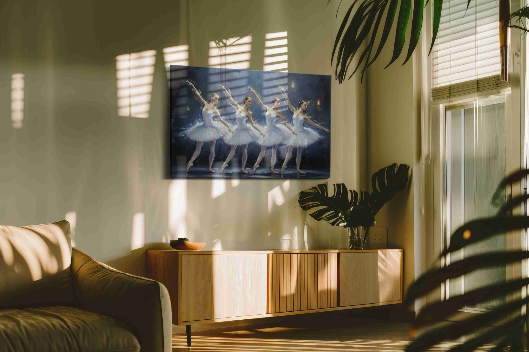 Graceful Ballet Symphony dancing canvas print, on wall, lifestyle preview