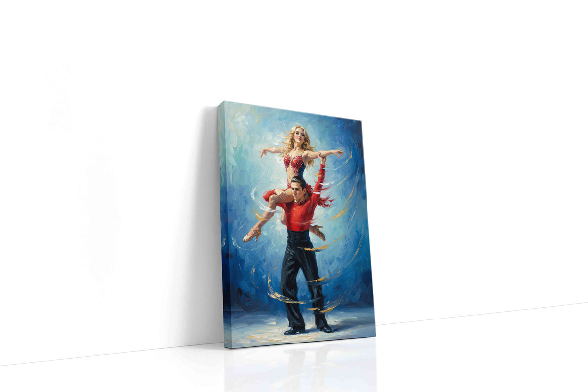 Passionate Tango in Blue dancing canvas print gallery-wrapped portrait canvas studio shot