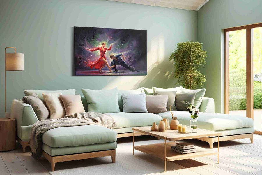 Rhythms of Passion dancing canvas print, hanging on wall