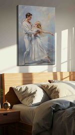 Waltz of Dreams dancing canvas print, displayed in a bedroom