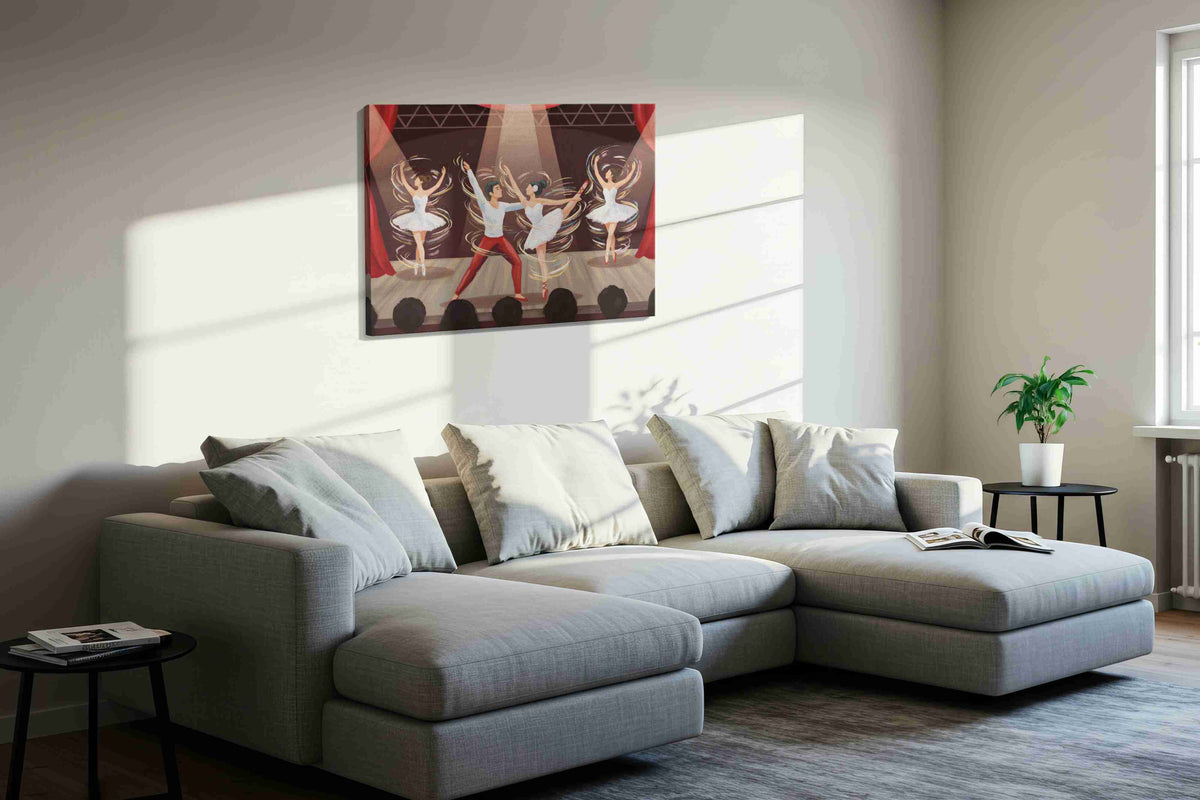 Whirling Ballet Dreams dancing canvas print in a living room scene