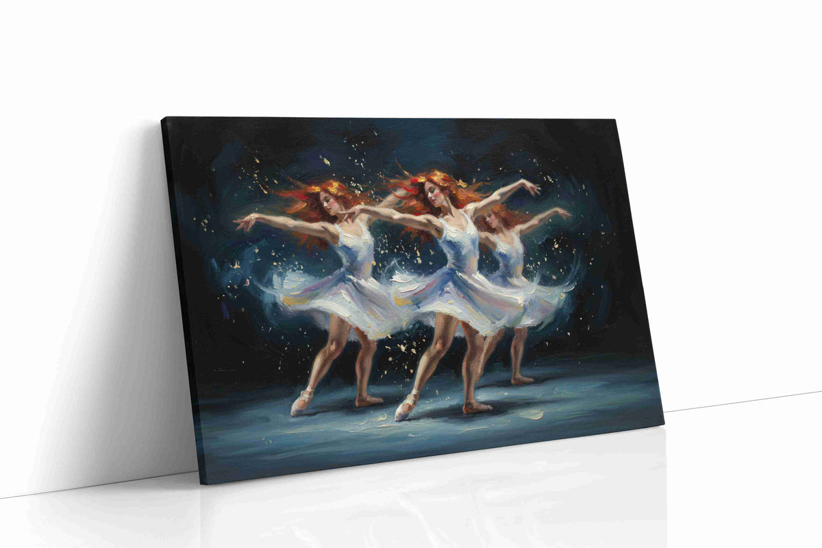 Whirlwind Ballerinas dancing canvas print gallery-wrapped landscape canvas studio shot