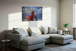Whirlwind Tango Passion dancing canvas print, displayed in a living room