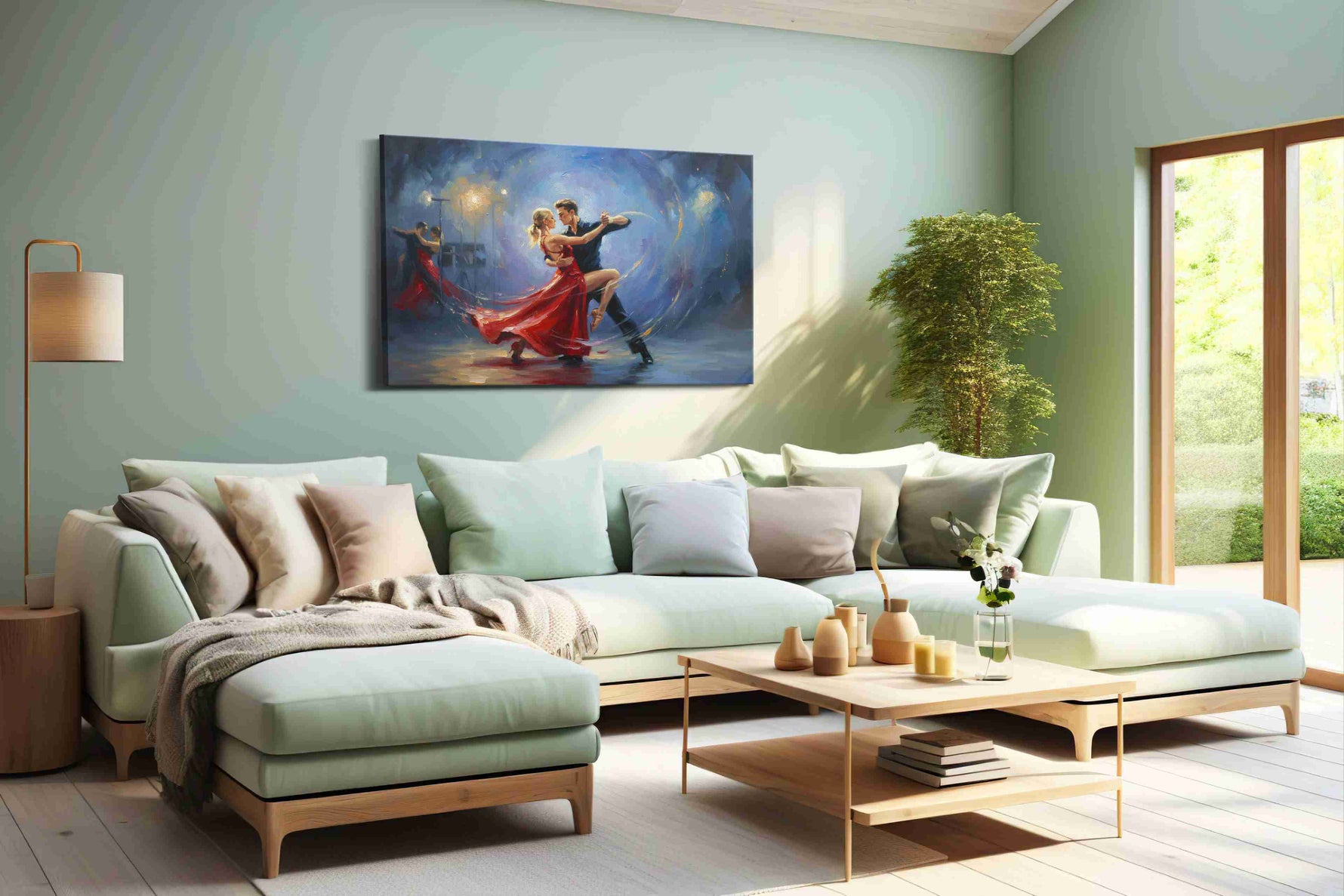 Whirlwind Tango Passion dancing canvas print, hanging on wall