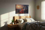 Whirlwind of Passion dancing canvas print, displayed in a bedroom